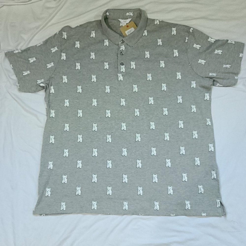 Cotton Traders Dog Themed Gray Polo Shirt Men's XL